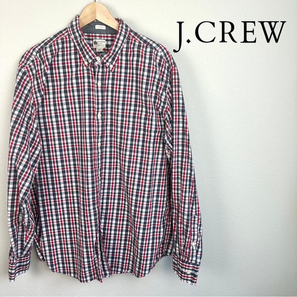 J. Crew Tailored Fit Washed Casual plaid long-sleeve‎ button-down shirt